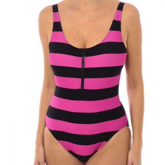 MICHAEL Michael Kors Zip Front One-Piece Swimsuit Cerise Pink 6 - Picture 2 of 2